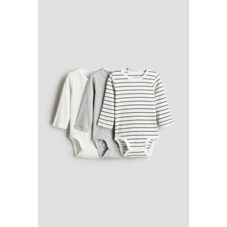 H&M(เอชแอนด์เอ็ม) บอดี้สูทเนื้อผ้าถักลายแพ็ค 3 ชิ้น เด็กอ่อน 993598_16
