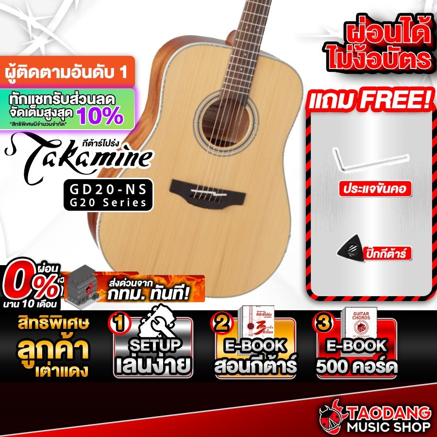 Takamine GD20 กีต้าร์โปร่ง Takamine Acoustic Guitar - เต่าแดง