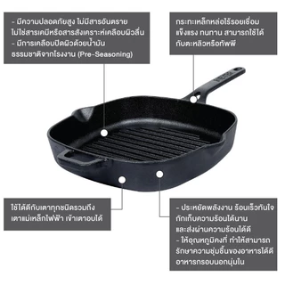 MEYER CAST IRON GRILL PAN กระทะเหล็กหล่อ ขนาด 25 CM. (47763-C)