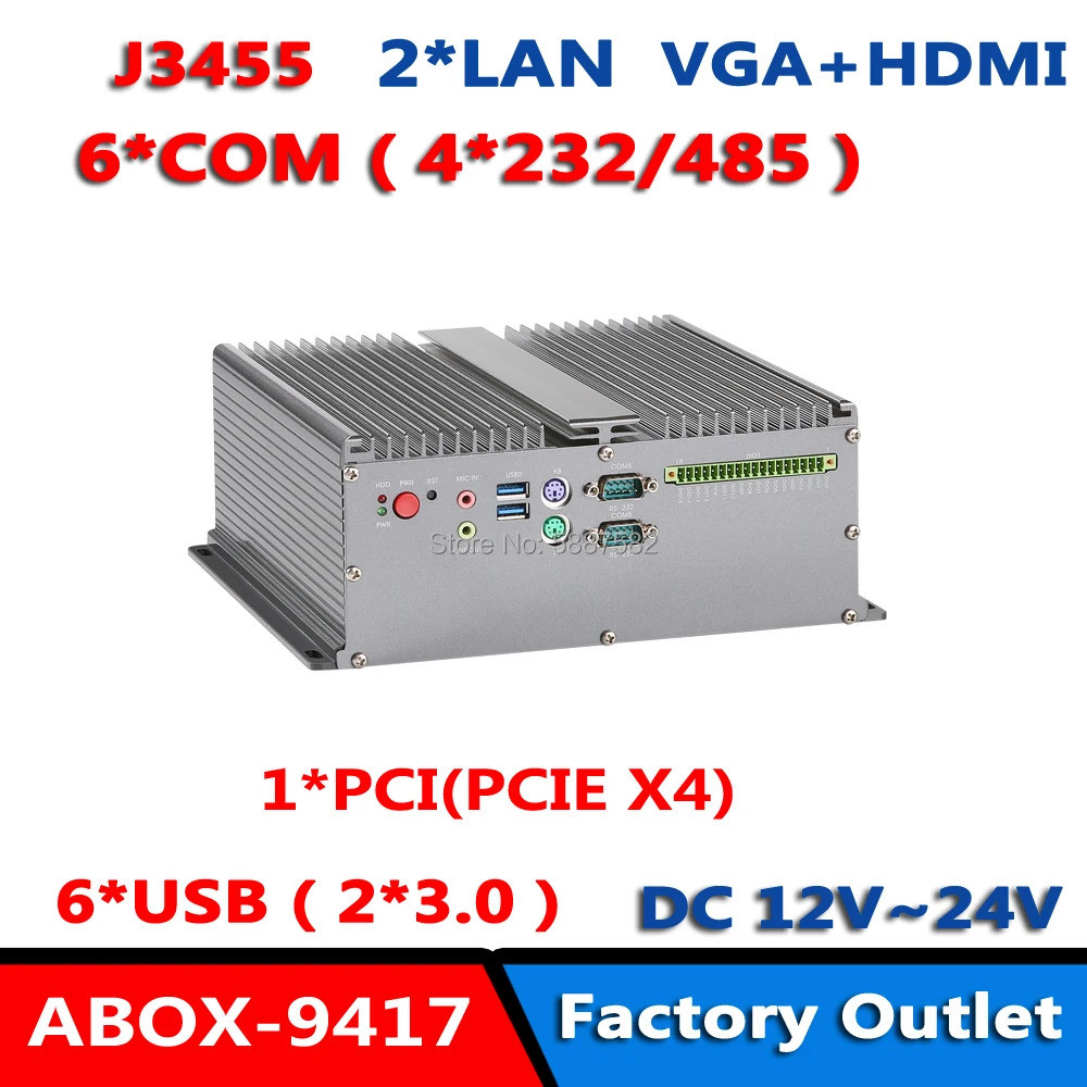 ระบบอัตโนมัติอุตสาหกรรม J3455 พีซีอุตสาหกรรมแบบไม่มีพัดลม แบบฝัง Intel Apollo Lake SoC พร้อม 1*PCI