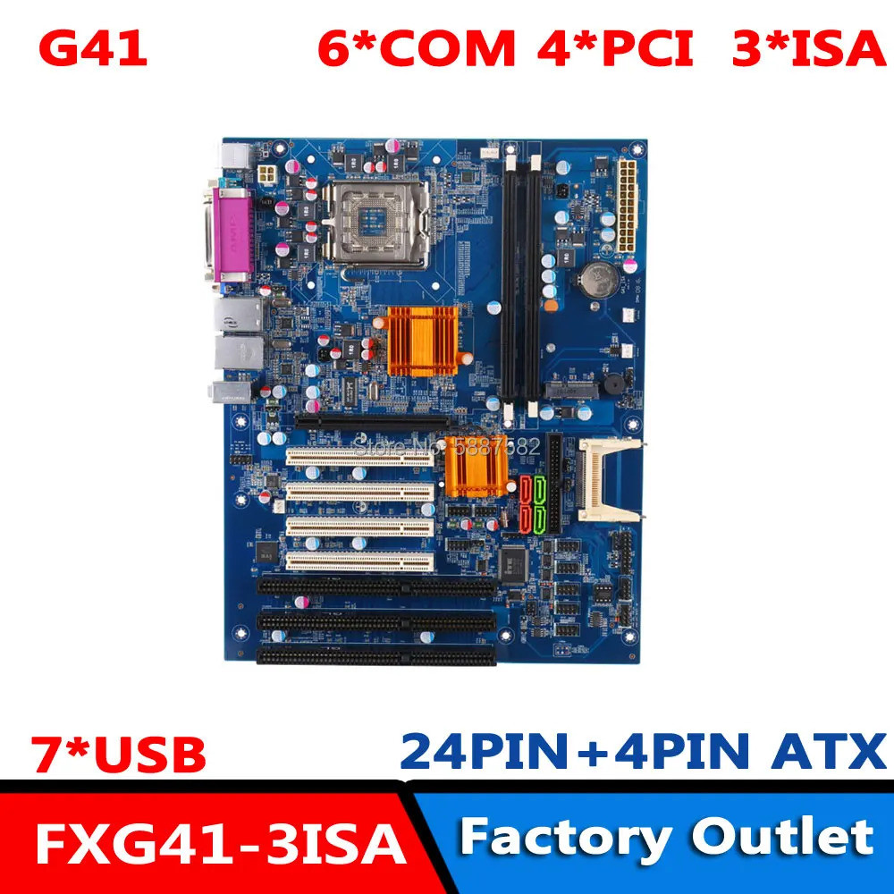 Socket775 พร้อม 2*DDR3 4*PCI 3*ISA ชิปเซ็ต G41 เมนบอร์ดอุตสาหกรรม CPU E7500