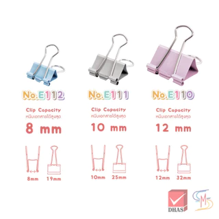 Elephant ตราช้าง คลิปหนีบกระดาษ สีพาสเทล No. E110 / E111 / E112 จำนวน 1 แผง