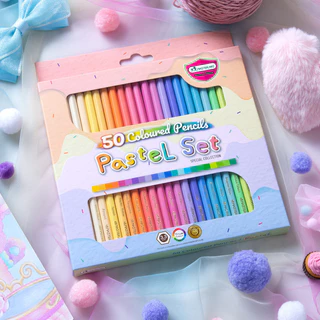 Master Art สีไม้ ดินสอสีไม้ แท่งยาว 50 สีพาสเทล (1 กล่อง)