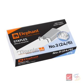 Elephant ตราช้าง ลวดเย็บกระดาษ ไททาเนีย No. 3 (24/6) จำนวน 1 กล่อง