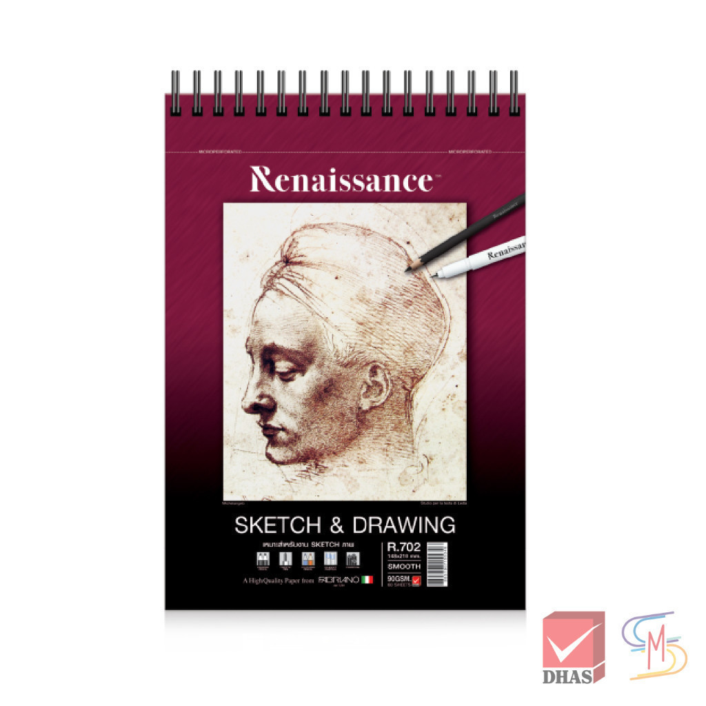 Renaissance & Fabriano สมุดสเก็ต ขนาด A5 (ริมลวด) R702 จำนวน 60 แผ่น