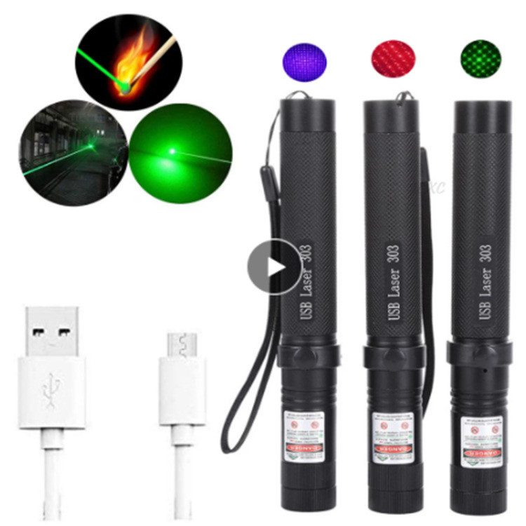 ปากกาเลเซอร์สีแดงสำหรับสำนักงานขาย เลเซอร์สีม่วงและสีน้ำเงิน USB303ไฟฉายท้องฟ้าเต็มไปด้วยดวงดาว แบบเลเซอร์สีเขียว RGR4