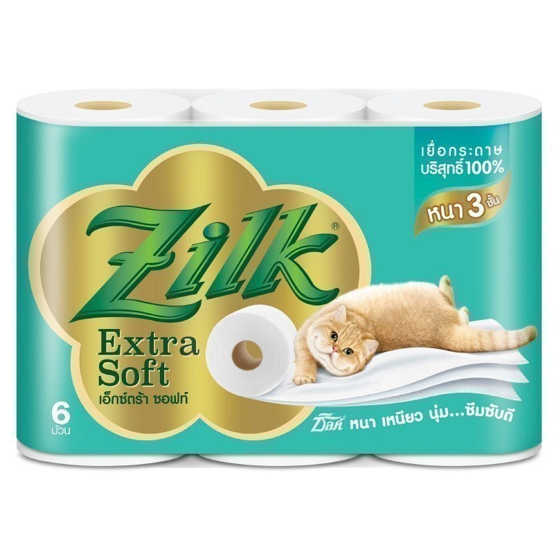ZILK ซิลค์เอ็กซ์ตร้าซอฟท์กระดาษชำระหนา3ชั้นแพค 6ม้วน [8850046100606]