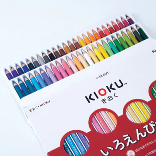 Kioku สีไม้ ดินสอสีไม้ 50 สี แท่งกลม สไตล์ญี่ปุ่น จำนวน 1 กล่อง