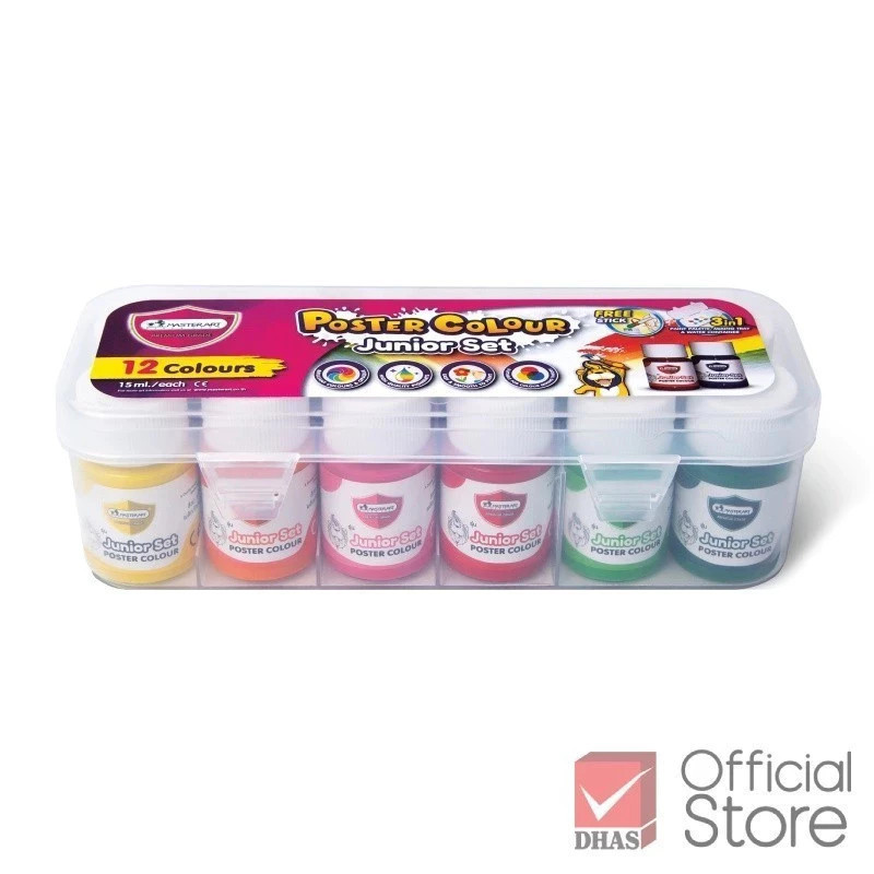 Master Art สีโปสเตอร์ 12 สี ขนาด 15 มล. (พร้อมถาดสีในตัว) - 1 ชุด
