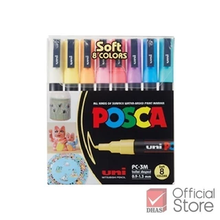Uni ปากกา ปากกามาร์คเกอร์ Posca PC-3M 8 สี จำนวน 1 เซต