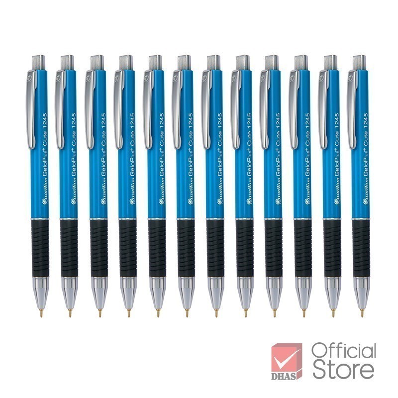 Quantum ปากกา ปากกาลูกลื่น เจลโล่พลัส 1245 สีฟ้า น้ำเงิน 0.7 จำนวน 12 ด้าม