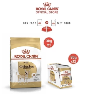 [เซตคู่สุดคุ้ม] Royal Canin Chihuahua Adult 3kg+Royal Canin Chihuahua Adult Pouch Loaf อาหารเม็ด+เปียก อายุ8เดือนขึ้นไป