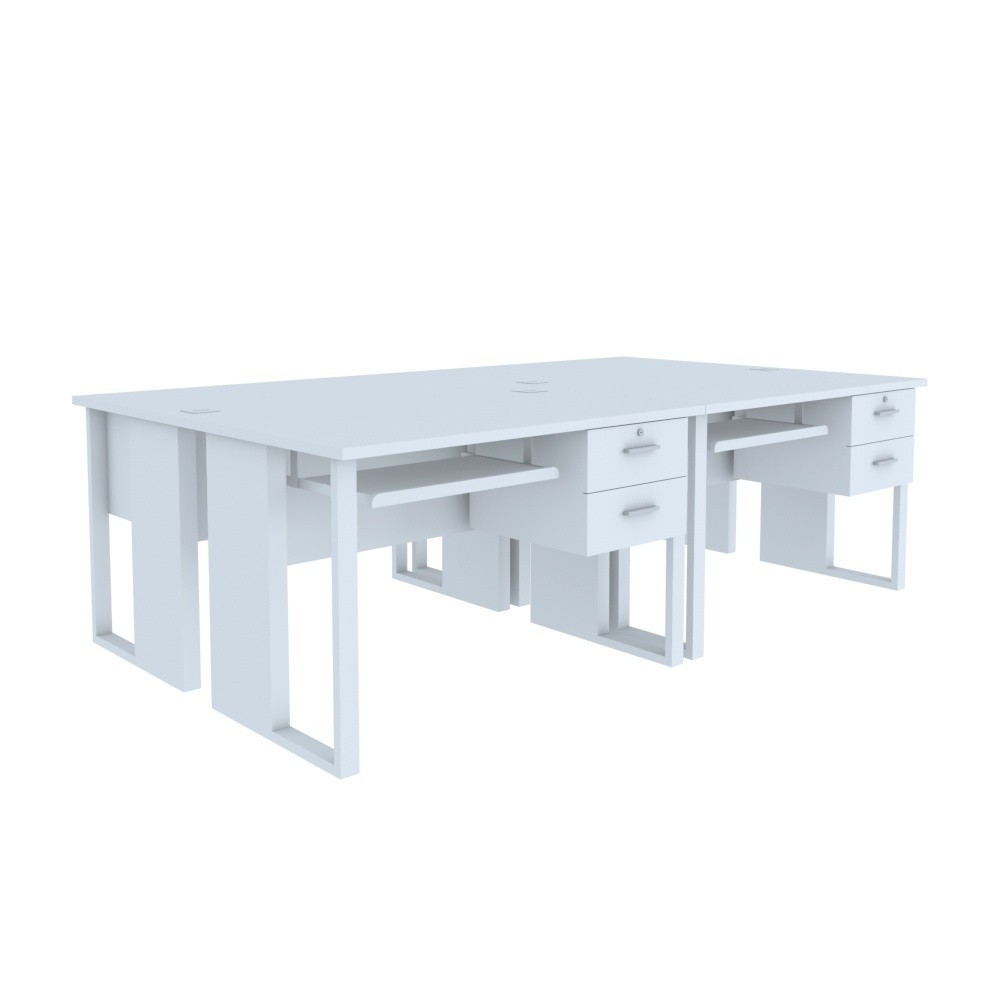 INDEX LIVING MALL โต๊ะคอมพิวเตอร์ 4 ที่นั่ง D รุ่นเวคตร้า 240 ซม. - สีขาว