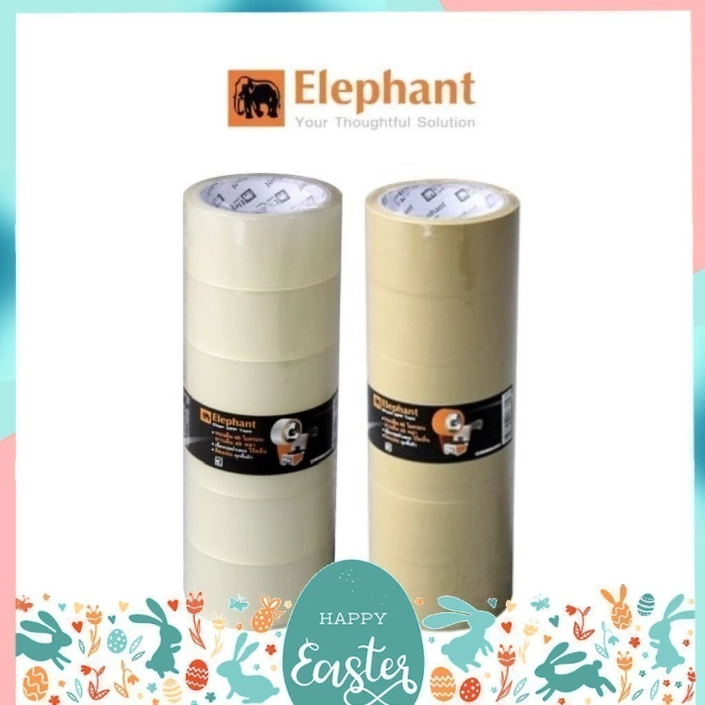 เทปปิดกล่อง ตราช้าง สีใส / สีน้ำตาล แพ็ค 6 ม้วน (48มม.x45หลา)