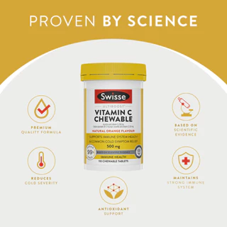 Swisse Ultiboost Vitamin C Chewable อัลติบูสวิตามินซี 110 เม็ด แบบเคี้ยว (EXP:05 2027)