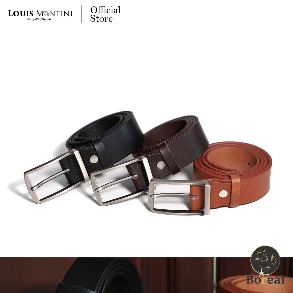 [ส่งด่วนฟรี] Louis Montini (Classic) เข็มขัดหนังวัวแท้ เข็มขัดผู้ชาย Men's Belt MGN116, MGN119, MGN167