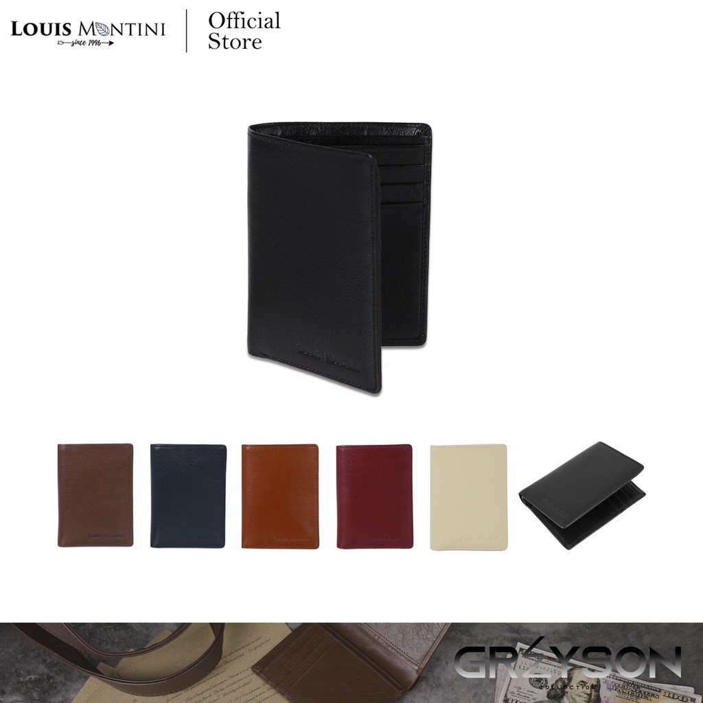 Louis Montini กระเป๋าสตางค์หนังแท้ กระเป๋าสตางค์ผู้ชาย พับตั้ง หนังวัวแท้ Men's Wallet TTM118