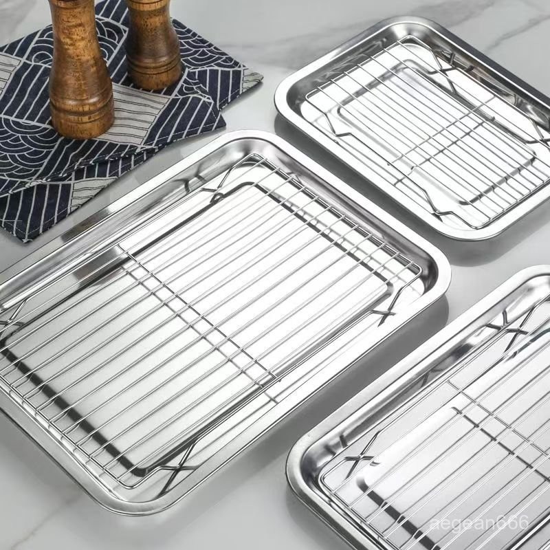 ถาดสแตนเลสเกรดอาหาร พร้อมตะแกรงกรองน้ำมัน สำหรับใส่อาหาร/ขนม/เสิร์ฟ - รูปที่ 3