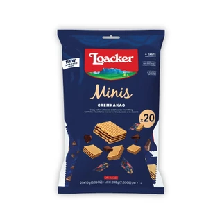 ล็อคเกอร์ มินิส์ ครีมคาเคา (เวเฟอร์สอดไส้ครีมรสช็อกโกแลต) 200 กรัม / Loacker Minis Cremkakao 200 g