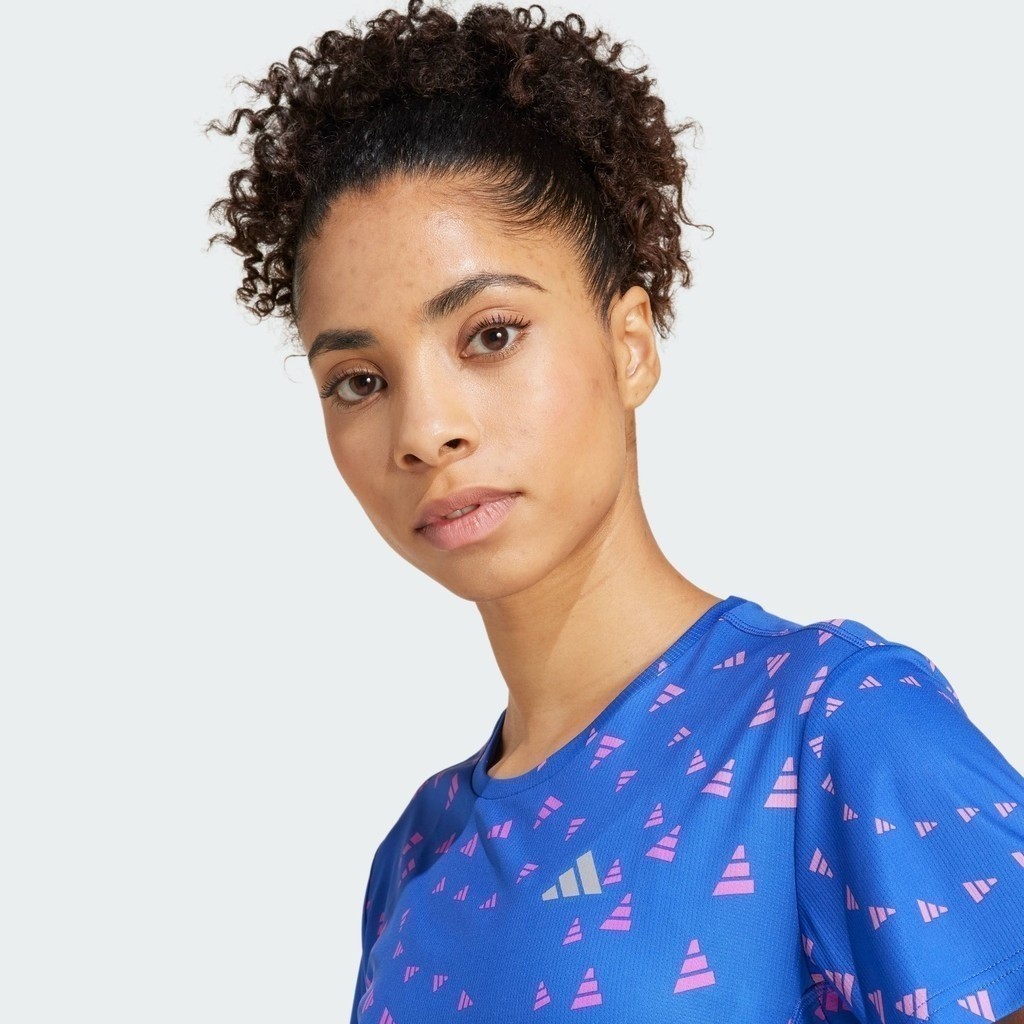 adidas วิ่ง เสื้อยืดพิมพ์ลาย AEROREADY ผู้หญิง สีน้ำเงิน IY7514 - รูปที่ 5