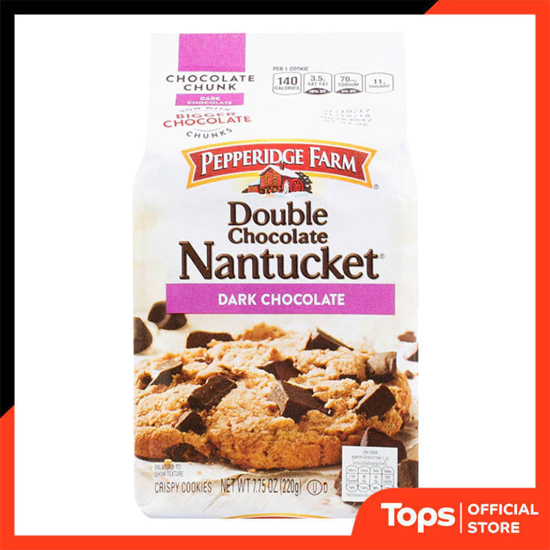 PEPPERIDGE FARM เปปเปอร์ริดจ์ฟาร์มดับเบิ้ลช็อกโกแลตนันทัคเค็ทคุกกี้ผสมชิ้นช็อกโกแลต 220กรัม [0014100078609]