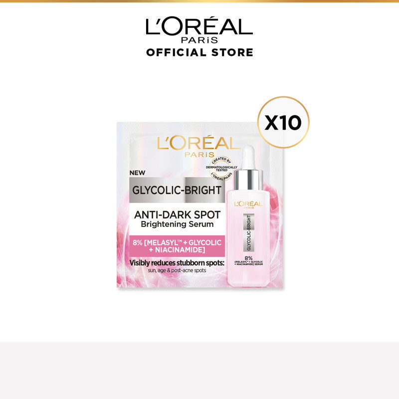 สินค้าสมนาคุณ - ลอรีอัล ปารีส ไกลโคลิค-ไบรท์ แอนไท-ดาร์ก สปอต ไบรท์เทนนิ่ง เซรั่ม 1.5 มล. x10 ซอง