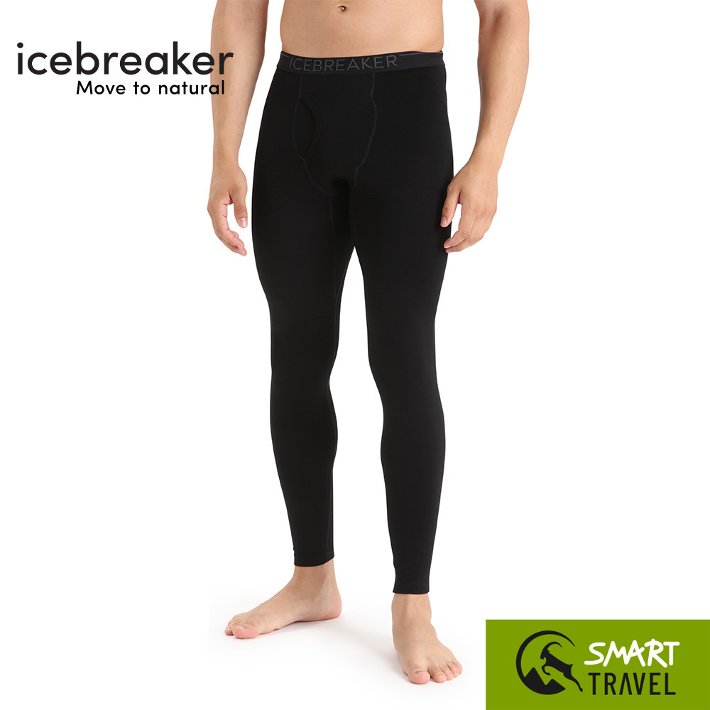ICEBREAKER M 260 TECH LEGGINGS WFLY กางเกงเบสเลเยอร์ ขายาว Base Layer Merino Wool 100% สี BLACK
