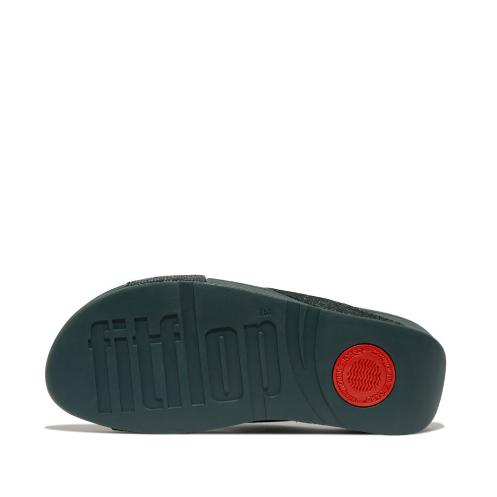 FITFLOP LULU GLITTERBALL CROSS SLIDES รองเท้าแตะผู้หญิง รุ่น IG1-B91 สี METALLIC DEEP TEAL