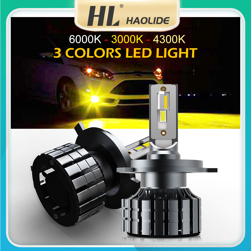 HL 3000K + 6500K H1 H3 Dual Color Led Bulbs H1 H4 H7 H8 H11 Led Light Headlight Bulb 12V 18000LM 900
