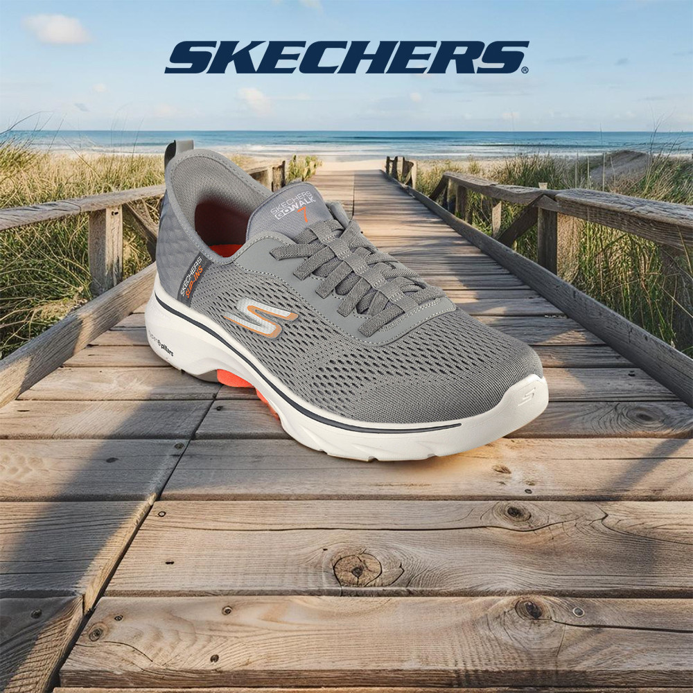 Skechers สเก็ตเชอร์ส รองเท้าผู้ชาย Men GOwalk 7 GOwalk Shoes - 216648-GYOR - Air-Cooled Memory Foam