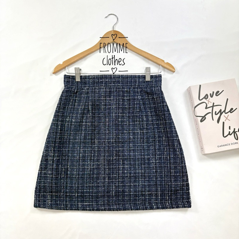 🌸Frommeclothesกระโปรงทรงเอผ้าทวีตสีกรมXS-5XL✂️สั่งตัดได้✂️