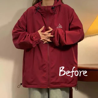 เสื้อแจ็คเก็ตแขนยาว กันแดด กันลม มีซิป มีฮู้ด เนื้อผ้าบาง ทรงหลวม สไตส์เกาหลี BF