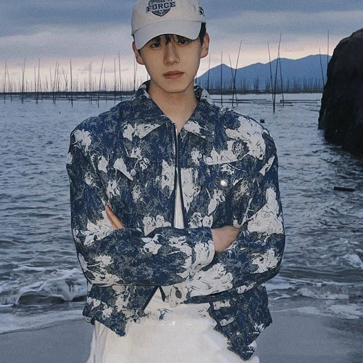 TLHGQ เสื้อแจ็คเก็ตลายดอกไม้ไหล่เบาะสั้นเสื้อโค้ทฮาวายอเมริกัน Hawaiian