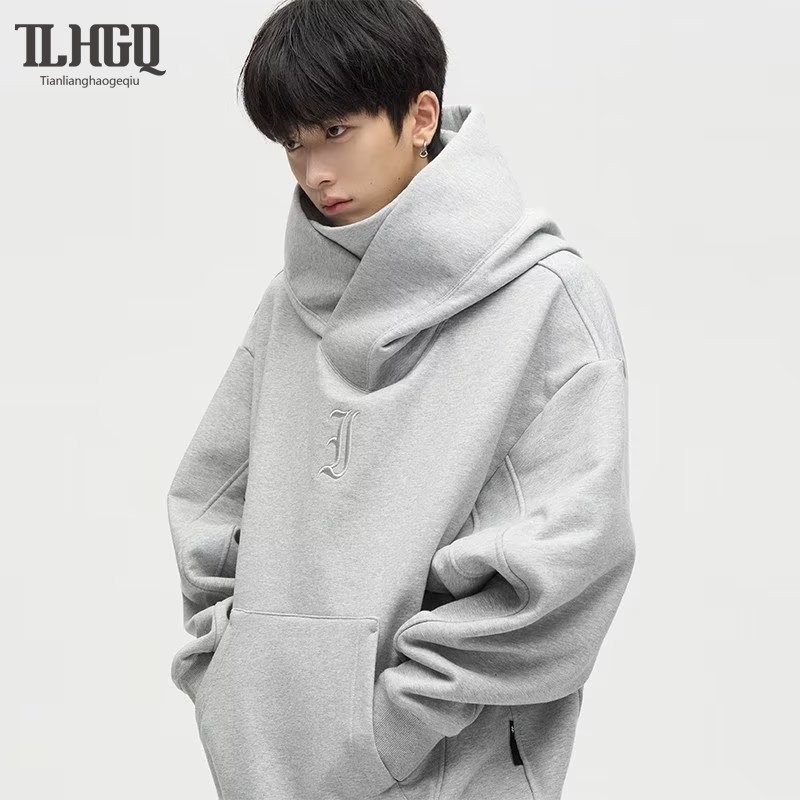 TLHGQ เสื้อแจ็กเก็ตกันหนาว มีฮู้ด ทรงหลวม ผ้ากํามะหยี่ขนนิ่ม แบบหนา ลายดาวห้าแฉก แนวสตรีท สไตล์อเมริกัน สําหรับผู้ชาย และผู้หญิง