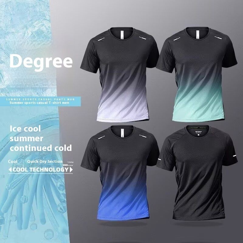 เสื้อยืดทรงหลวมทันสมัยไล่ระดับสีดําและสีเทาสําหรับวัยรุ่น - รูปที่ 5