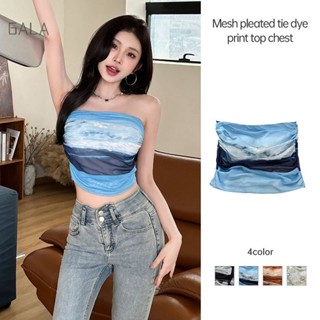 สาวเซ็กซี่เผ็ดเสื้อกั๊กผู้หญิงผ้ากอซจีบผูกย้อมพิมพ์ด้านบนท่อ…