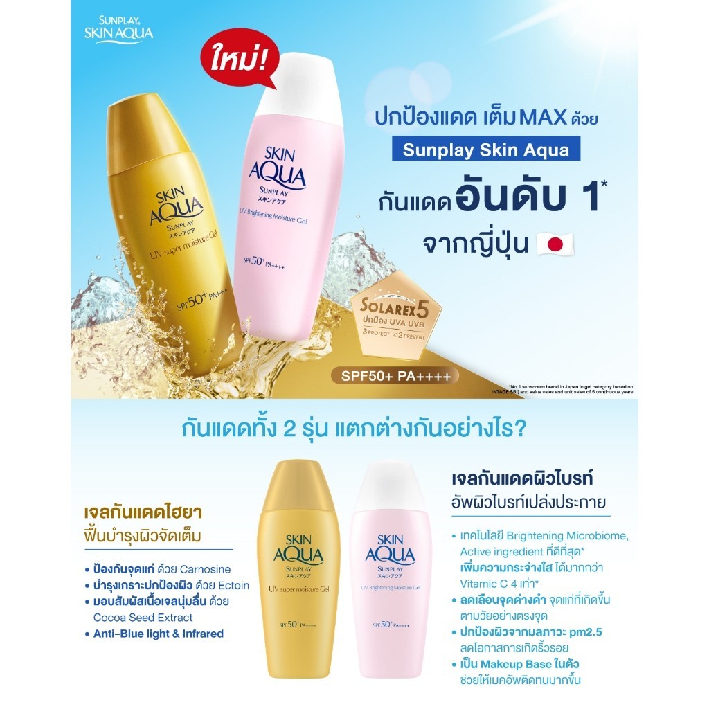 Sunplay Skin Aqua UV Brightening Moisture Gel SPF50+ PA++++ 80g ซันเพลย์ สกิน อะควา เจลกันแดดอัพผิวไบรท์ 80ก. x1 ราคา ถูกที่สุด ดีลบีเคเค แกลเลอรีภาพที่ 2