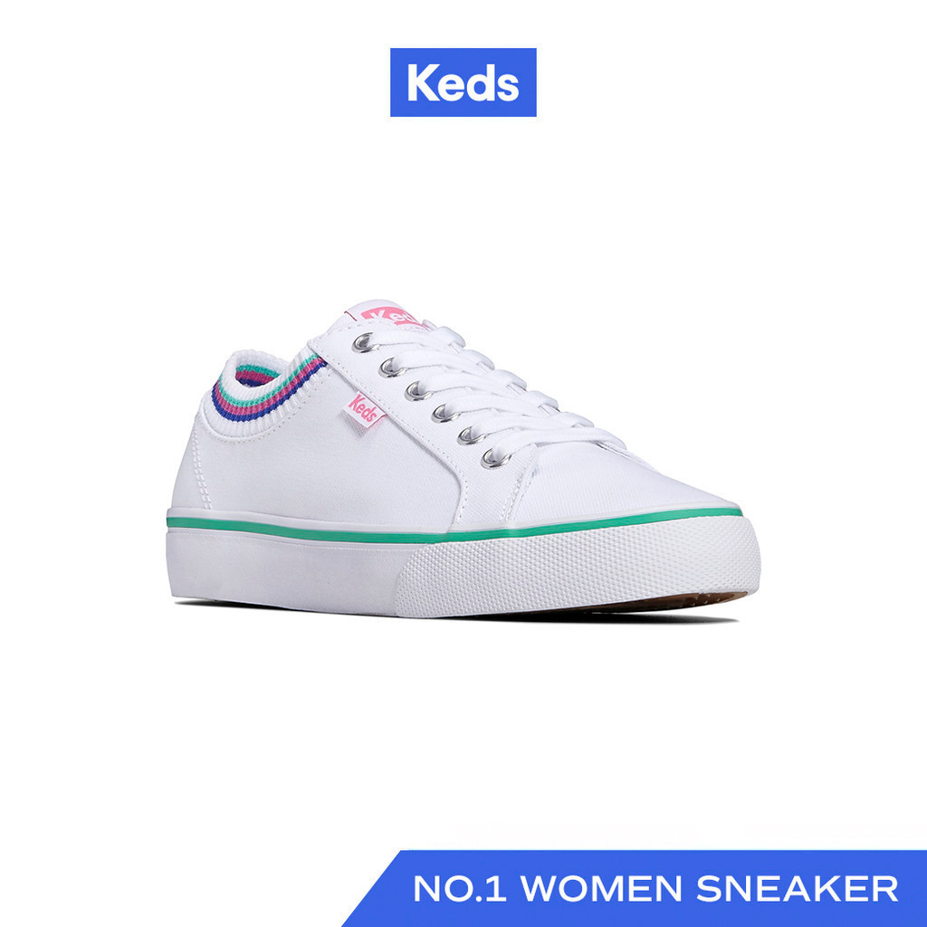 KEDS รองเท้าผ้าใบ แบบผูกเชือก รุ่น JUMP KICK RIB KNIT CANVAS COLLAR สีขาว ( WF67764 )
