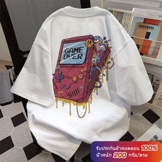 (ผ้าฝ้าย 100%)Luvoro oversize unisex เนื้อผ้านุ่มระบายแขนสั้…