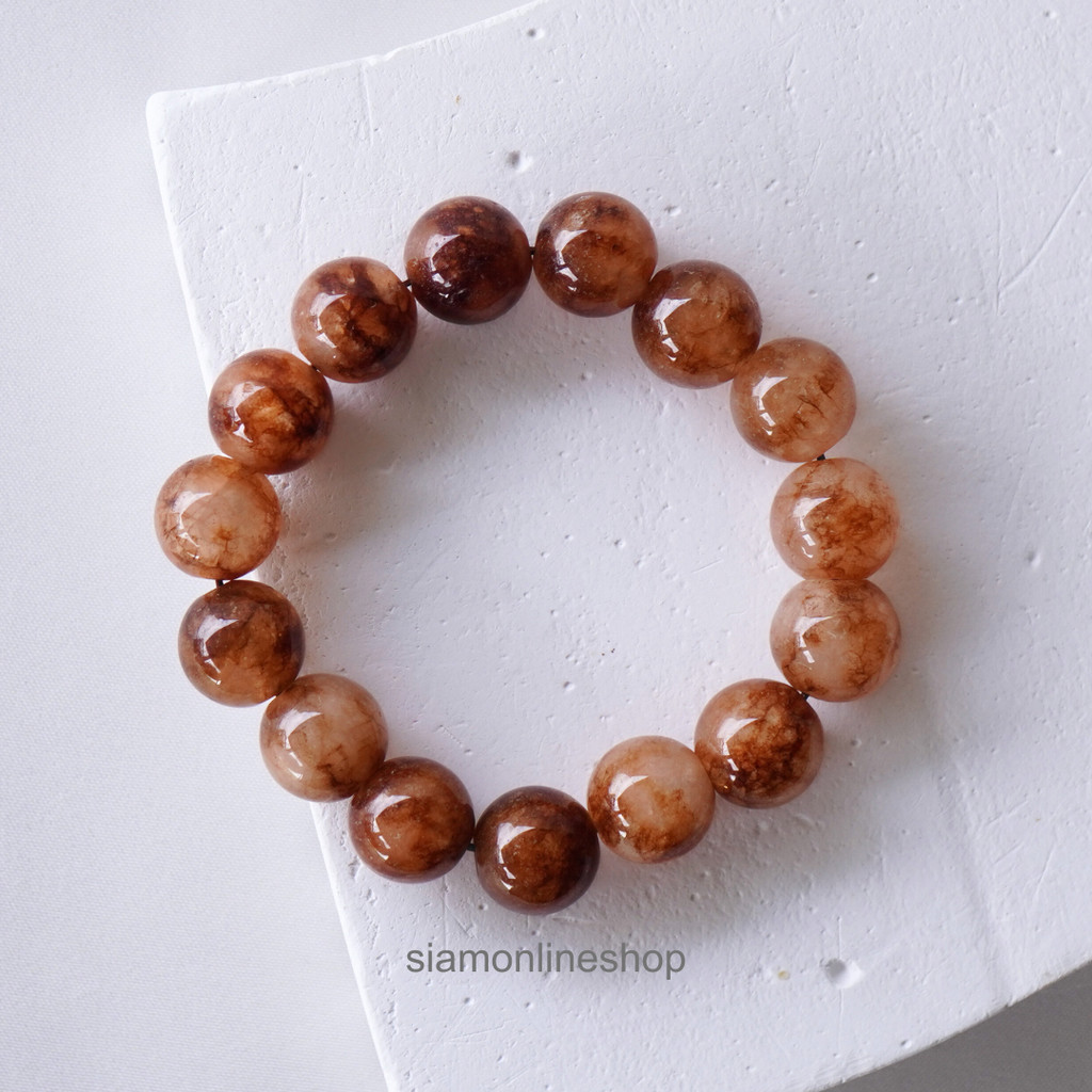 LUCKYSTONE หินสีนำโชค โทนสีน้ำตาล ขนาด 12 มม. by siamonlineshop