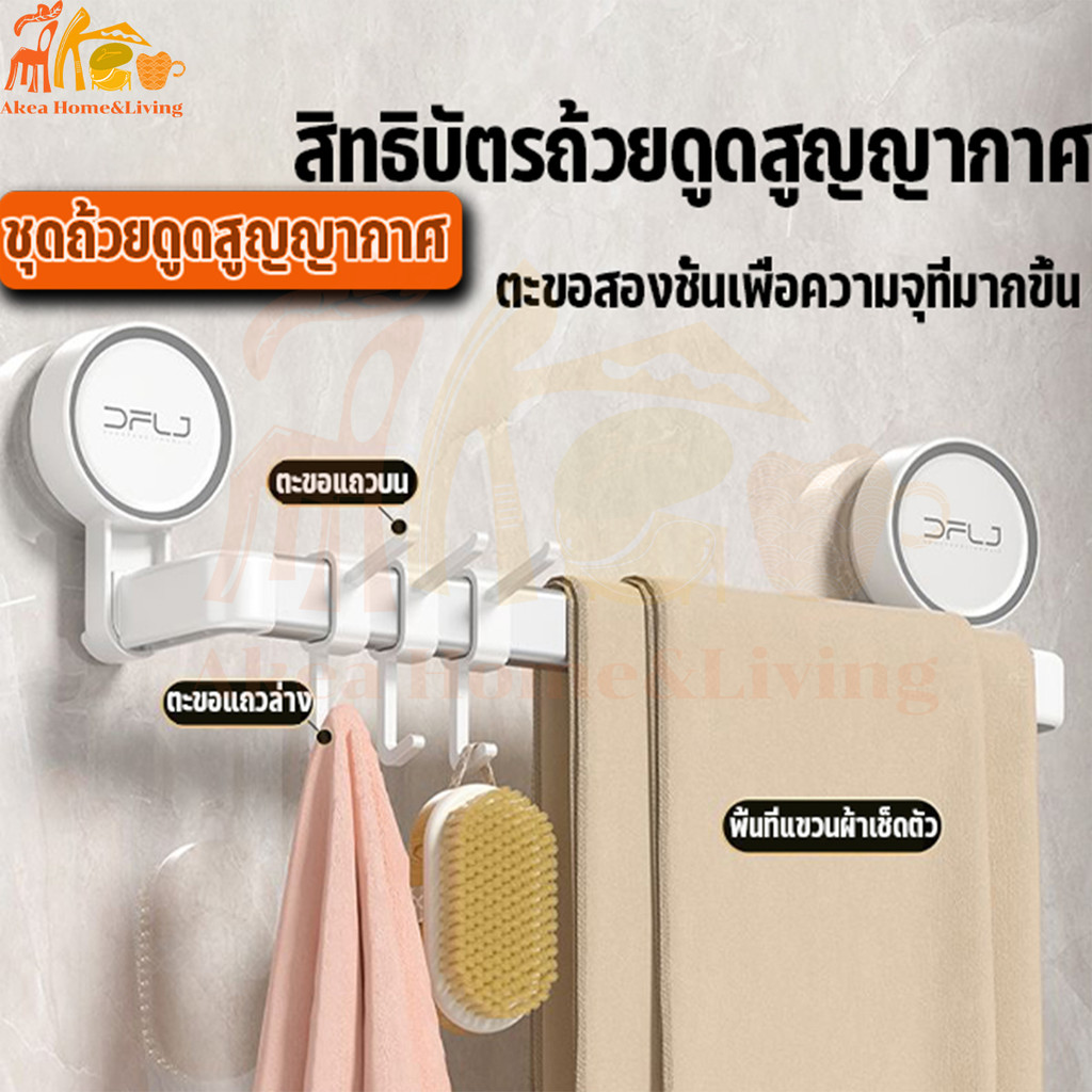 ที่แขวนผ้าในห้องน้ำ ที่แขวนอเนกประสงค์ ราวแขวนติดผนัง แบบสูญญษกาศ ติดผนังไม่ต้องเจาะ ย้ายที่ได้ตามต้องการ 40/70/100cm