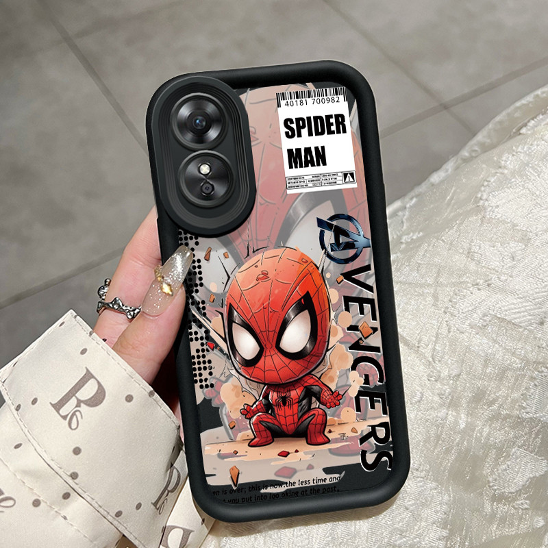 เคสสำหรับ OPPO A18 A38 A2x เคสป้องกันการกระแทกเคสซิลิโคนซิลิโคนโทรศัพท์รูปมนุษย์แมงมุมการ์ตูน
