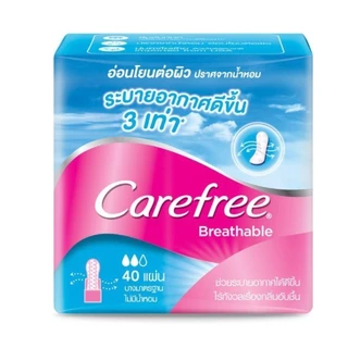 แคร์ฟรี แผ่นอนามัย บรีทเอเบิ้ล ไม่มีน้ำหอม 40 ชิ้น x 4 Carefree Panty Liner Fragrance-Free Breathable 40 pcs. x 4