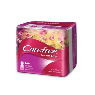 แคร์ฟรี ผ้าอนามัย ซุปเปอร์ดราย ไมม่มีน้ำหอม 40ชิ้น Carefree Panty Liner Super Dry Fragrance-Free 40 pcs