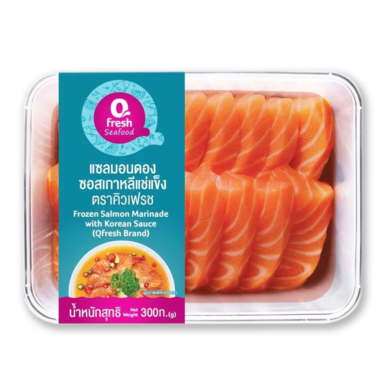 คิวเฟรช แซลมอนดองซีอิ๊วแช่แข็ง 300 ก. Q FRESH Frozen Soy Sauce Marinate Salmon 300 g