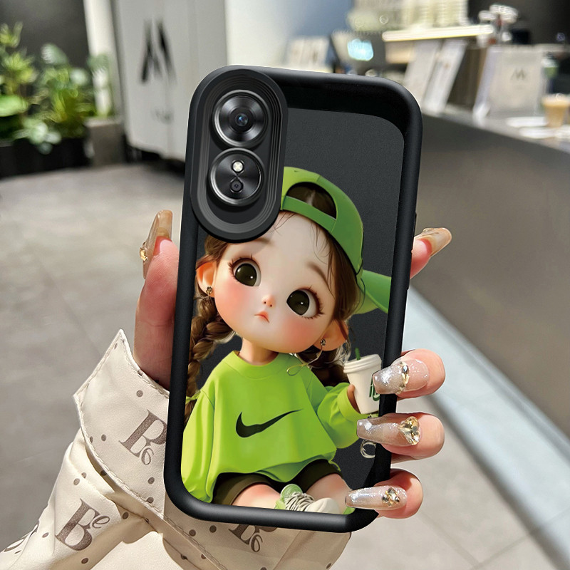 เคสสำหรับ OPPO A17 OPPO A17K เคสโทรศัพท์สำหรับหญิงสาวน่ารักอินเทรนด์น่ารักพร้อมปลอกซิลิโคนดูดซับแรงกระแทก