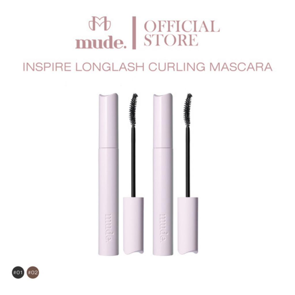 [ช้อป 2 ชิ้นแถมที่ดัดขนตา] MUDE INSPIRE LONGLASH CURLING MASCARA 8ML. ( มาสคาร่า กันน้ำ สูตรยาว)