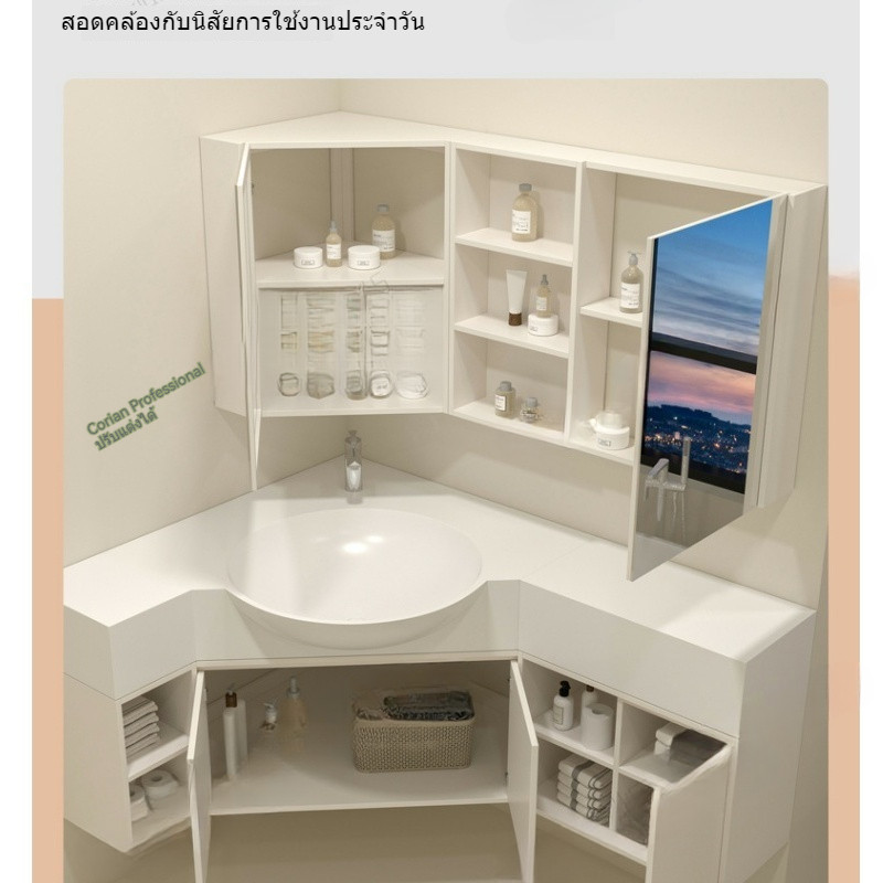 อ่างล้างหน้ามุม ตู้ห้องน้ำสามเหลี่ยม อ่างรวมมุม อ่างล้างหน้าอพาร์ทเมนต์ขนาดเล็ก