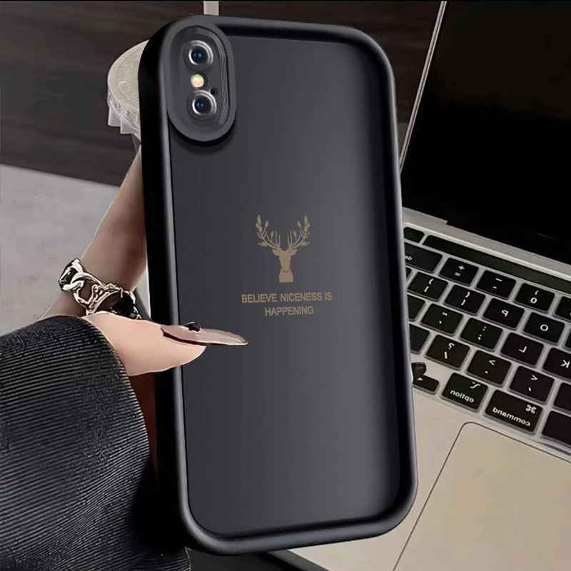เคสสำหรับ iPhone X Xs Xr Xs Max เคสมือถือกันกระแทกหัวกวางกรอบซิลิโคนนิ่มกันรอยนิ้วมือ