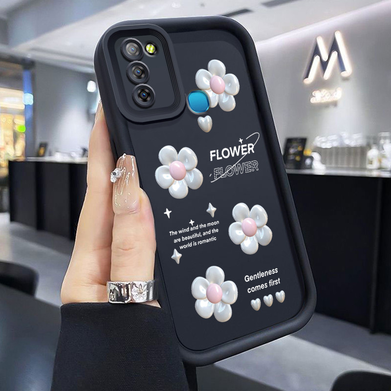 เคสสำหรับ Infinix Smart 5 Hot 10 Lite เคสนิ่มซิลิโคนเคสโทรศัพท์ภาพดอกไม้เงินกันกระแทก